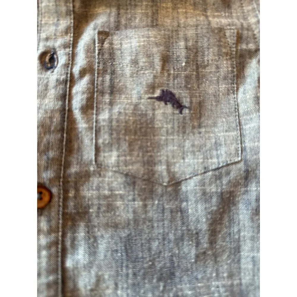 Tommy Bahama Boys Chambray Button-Up Shirt 4T‎ Long Sleeve Casual  Cotton Gray
